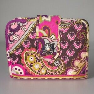 Vera Bradley Very Berry Paisley Retired Pattern Wallet Card Coin Holder GUC